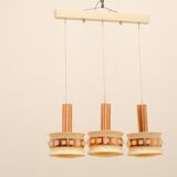 Vintage hanging lamp with three cut glass lampshades, Kamenický Šenov, 1970´s