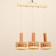 Vintage hanging lamp with three cut glass lampshades, Kamenický Šenov, 1970´s