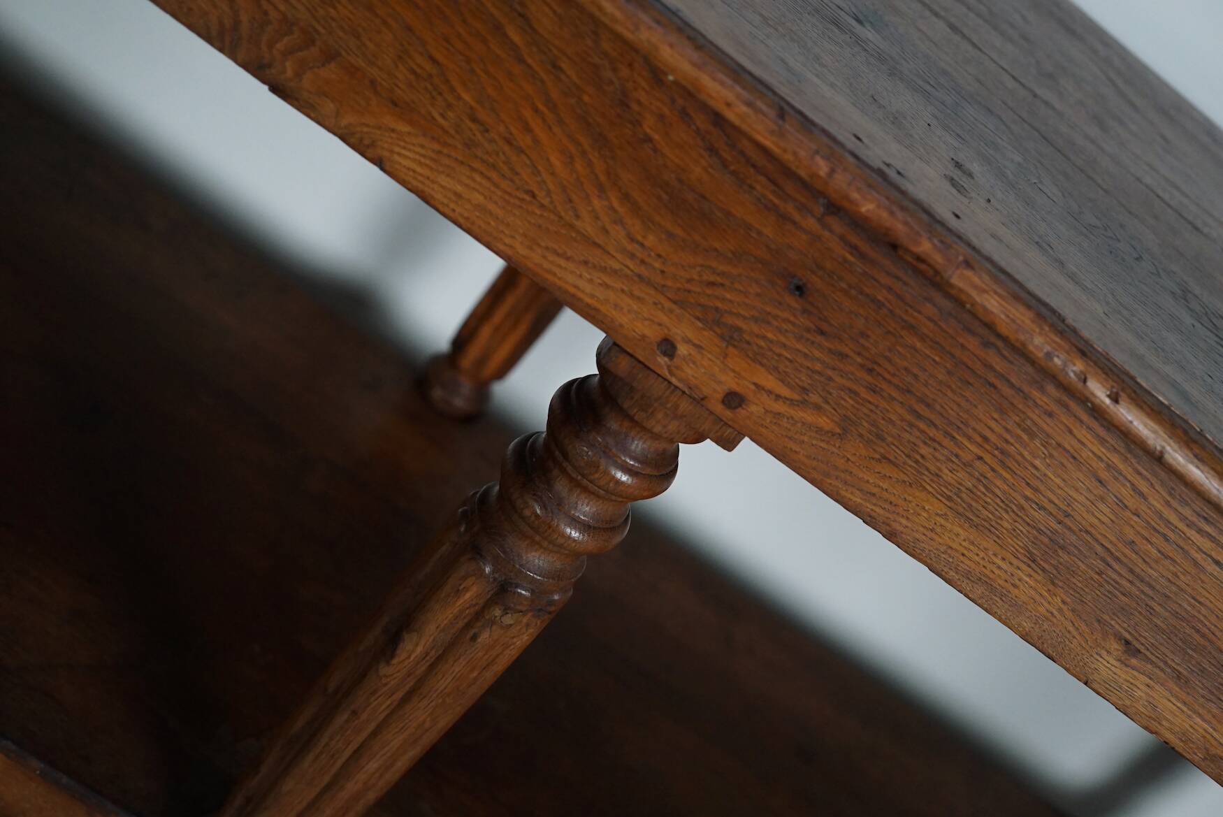 Antique oak 19th century French rustic console / drapers or side table