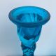 Pair of molded pressed blue glass candle holders