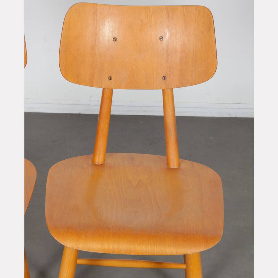 Pair of wooden chairs produced by Ton, 1960
