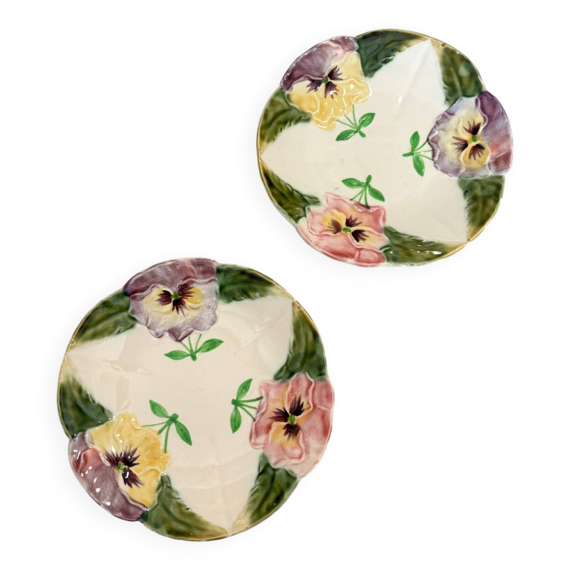 Set of two HB&Cie slip plates from Choisy le Roi circa 1880 designs