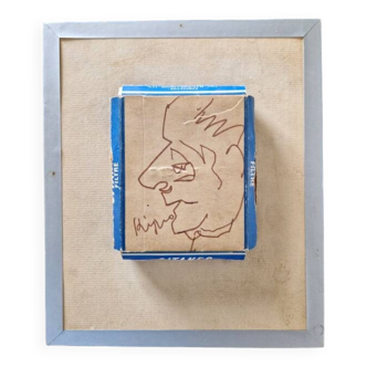 Ladislas Kijno (1921-2012) - Felt-tip drawing on pack of gypsies - Glued on panel - Signed