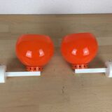 Paire d'appliques globes orange années 70
