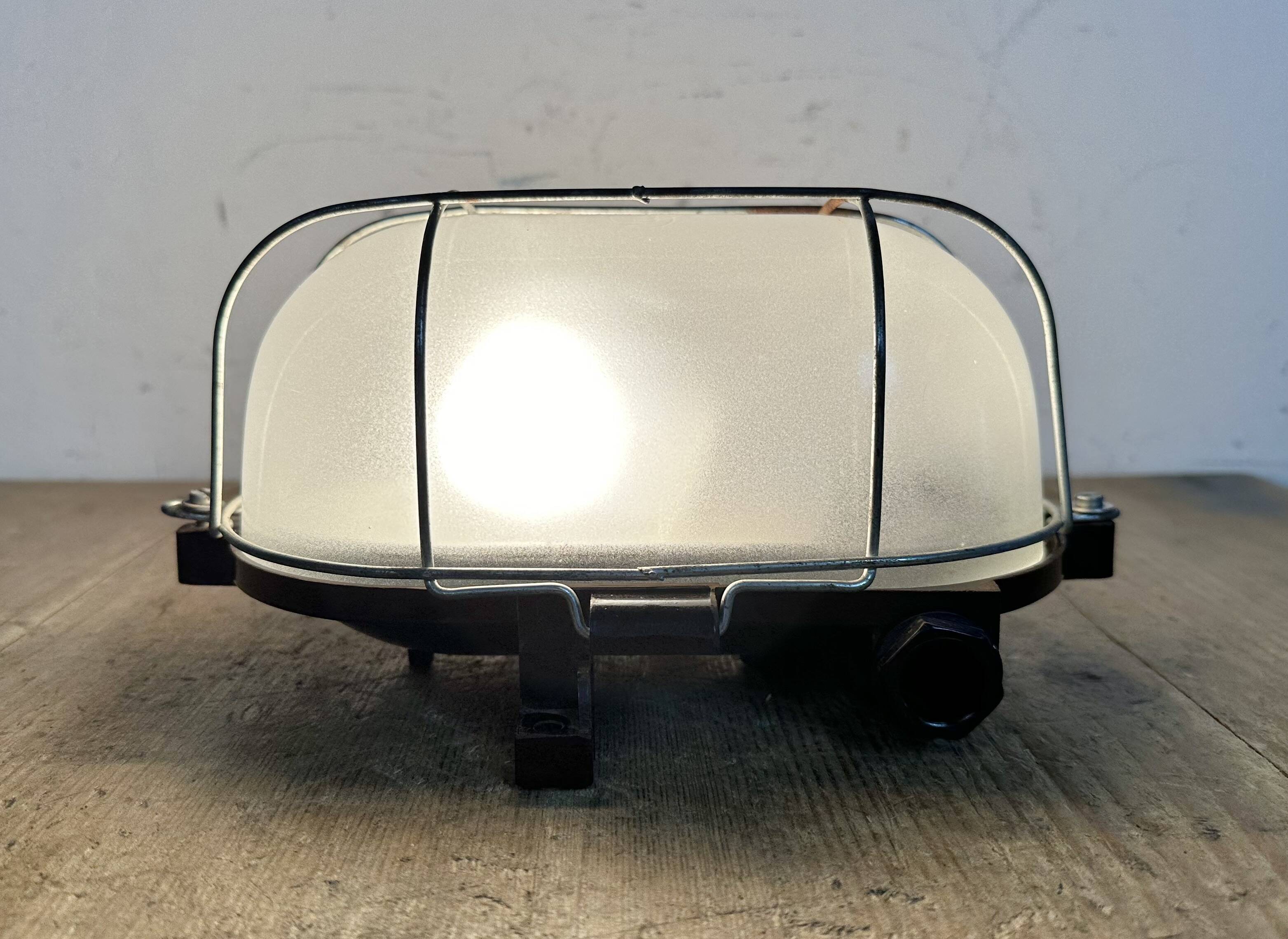 Industrial Brown Bakelite Wall Light with Milk Glass, 1960s