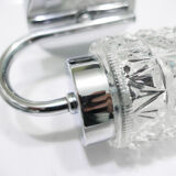 Pair of 1970 chrome metal wall light and molded glass globes.