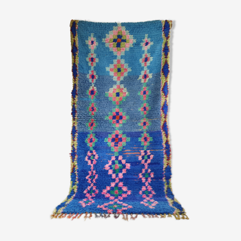 Tapis berbère marocain bleu 210x100 cm