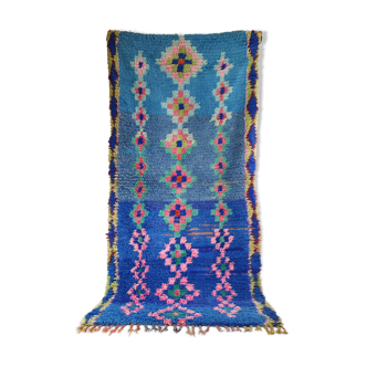 Tapis berbère marocain bleu 210x100 cm