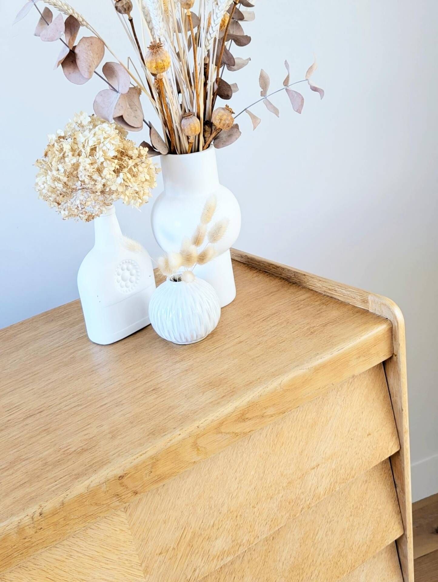 Commode vintage rénovée, années 50 60, chêne blond 