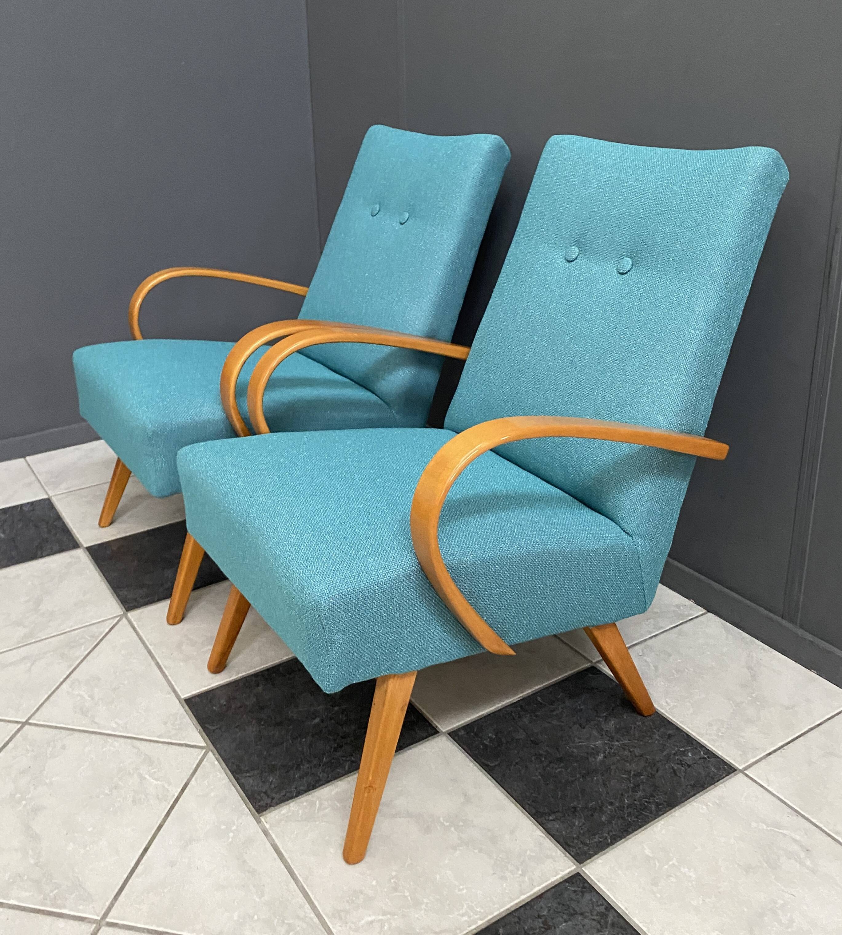 Pair Smidek chairs 1960s reupholstered