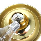 Mid Century Glashütte Limburg Ceiling Lamp Glass & Brass Germany 1960