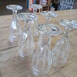 6 flûtes en verre épais ciselé
