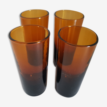 Set de 4 verres brun orange
