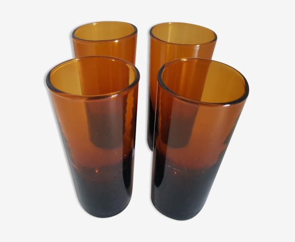 Set de 4 verres brun orange