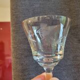12 crystal wine glasses engraved with floral patterns