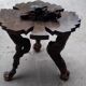 Table basse feuille en bois vintage avec cendrier