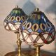 Lot de lampes  laiton anciennes en verre vitrail fait main ,style