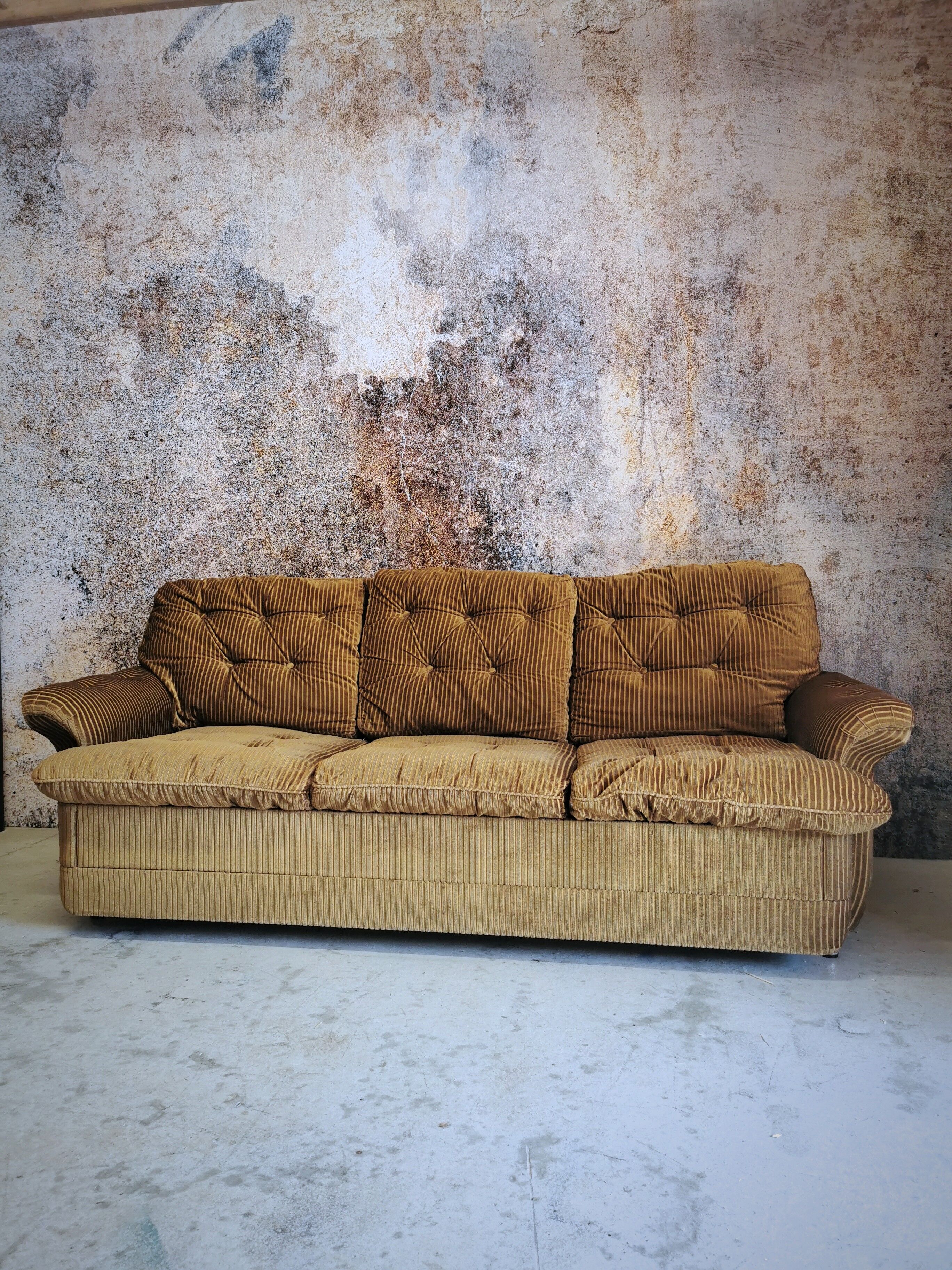 Sofa bed 3 places in corduroy color bronze Roche Bobois