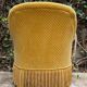 Vintage mustard yellow flocked velvet armchair