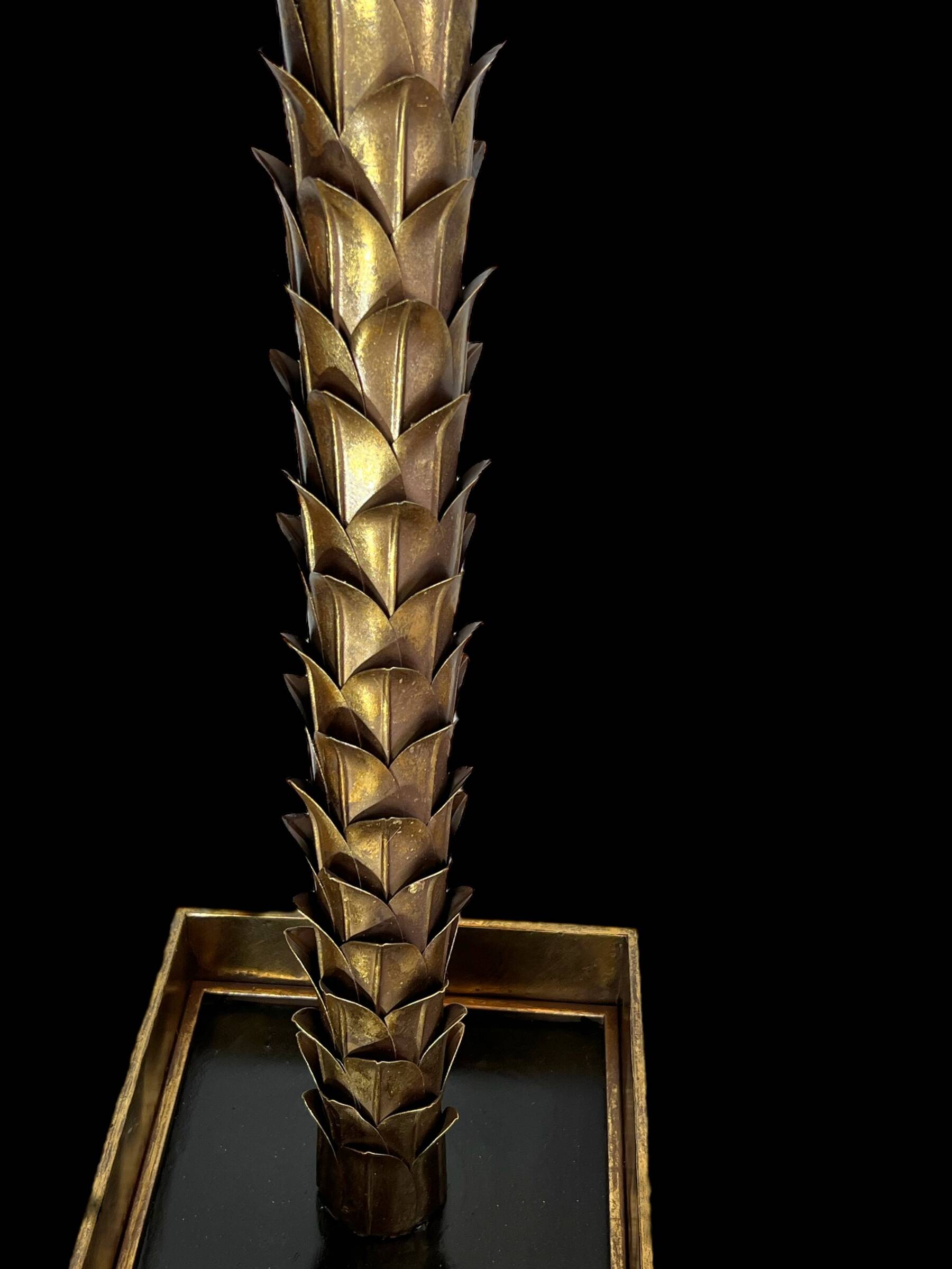 "jansen" style lamp in the shape of a palm tree in golden metal, 181 cm tall