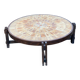 Vintage Roger Capron coffee table, ceramic and herbarium design, 105cm