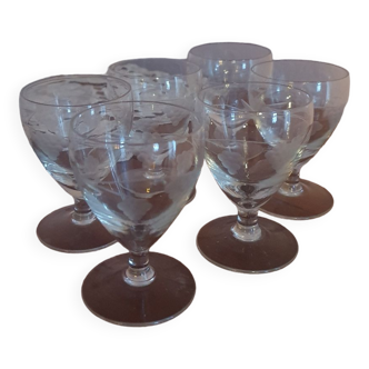 Lot de 6 petits verres à alcool  eau de vie,liqueurs vintage des années 50 60