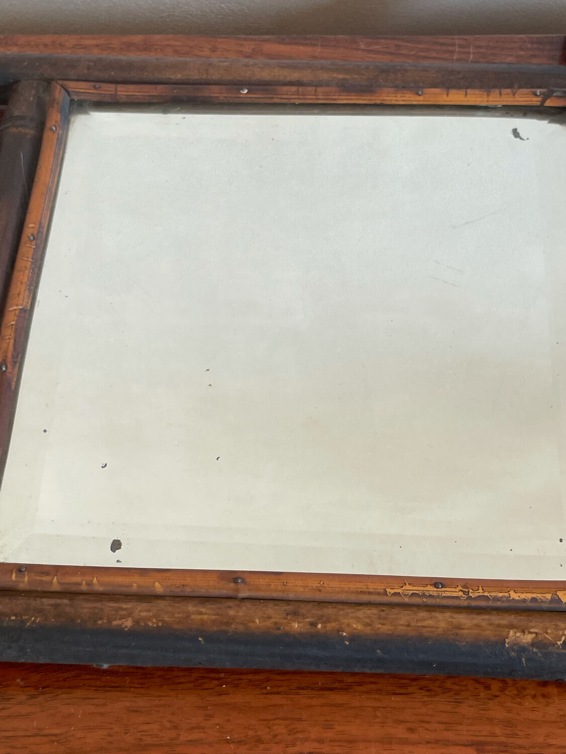 Beveled bamboo mirror