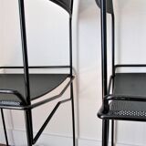 Pair of perforated metal steel chairs from the 80s