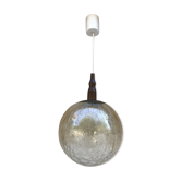 Suspension ancienne boule verre moulé craquelé vintage