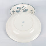 2 large round dishes of service, vegetable. Lunéville K & G model Œillets. French Antique