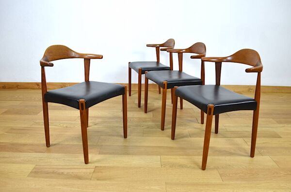 4 chaises danoises en teck par Jacob Hermann pour Randers Mobelfabrik