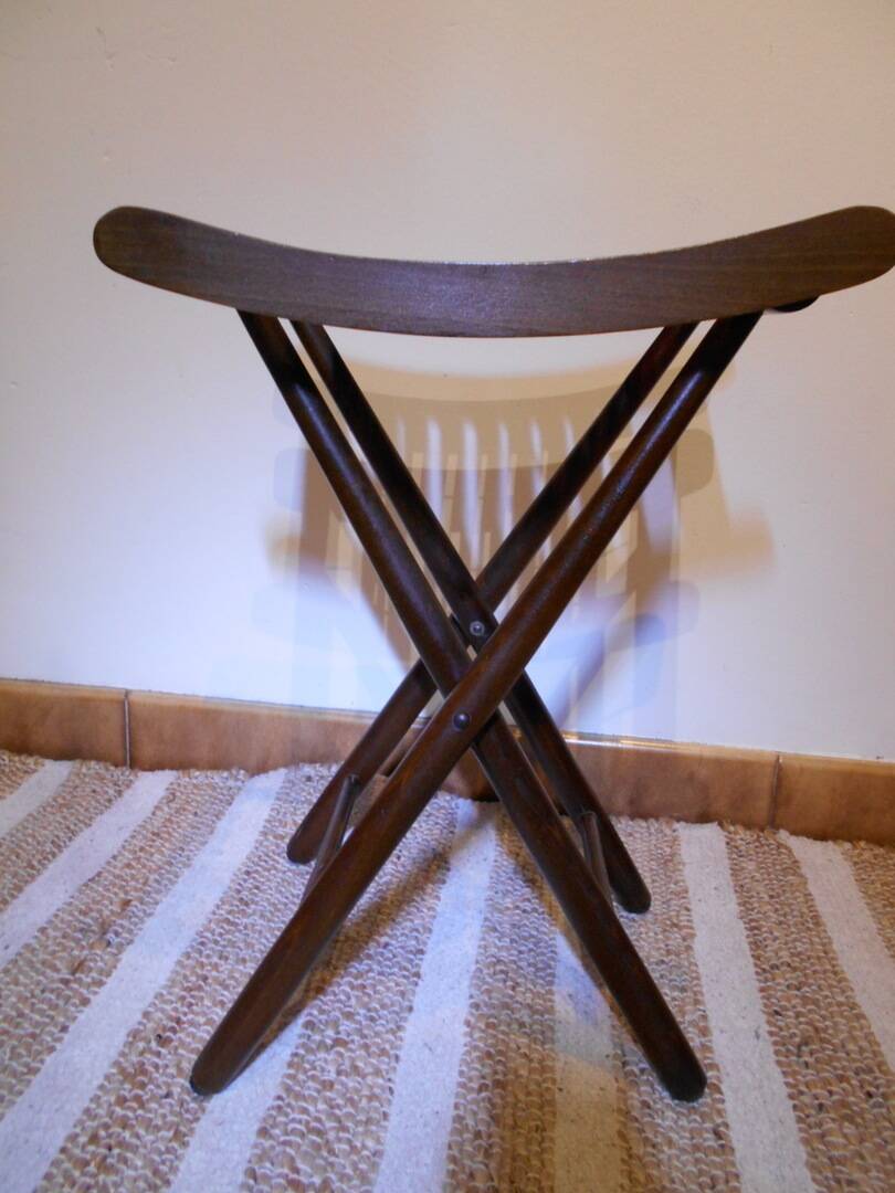 Folding wooden stool, plant holder