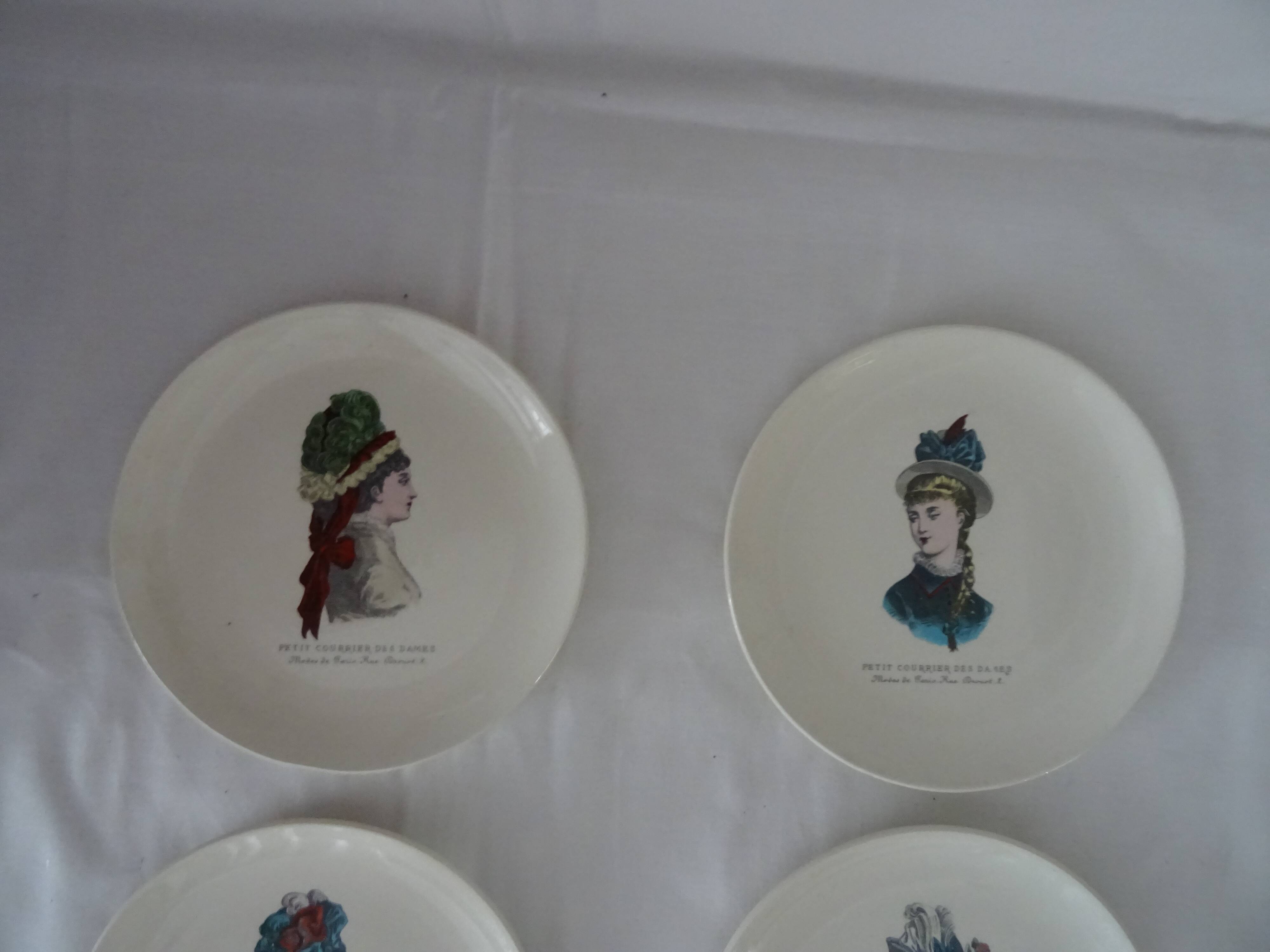 6 plates Gien le petit courrier des dames 446112 hat mode