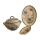 Soupière ravier and dish old blue porcelain Sarreguemines model Groseilles