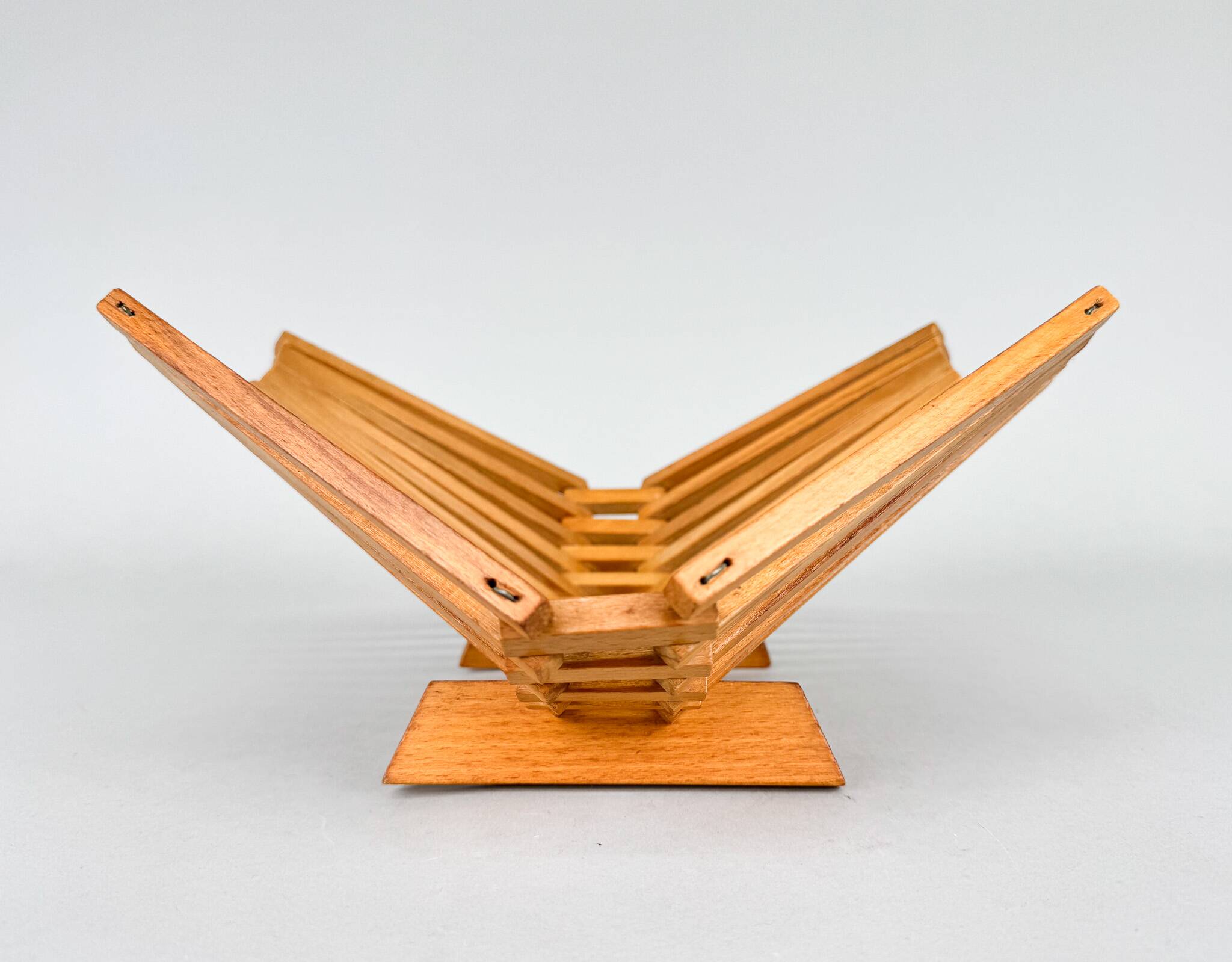 Mid Century Foldable Wooden Fruit Basket, Germany