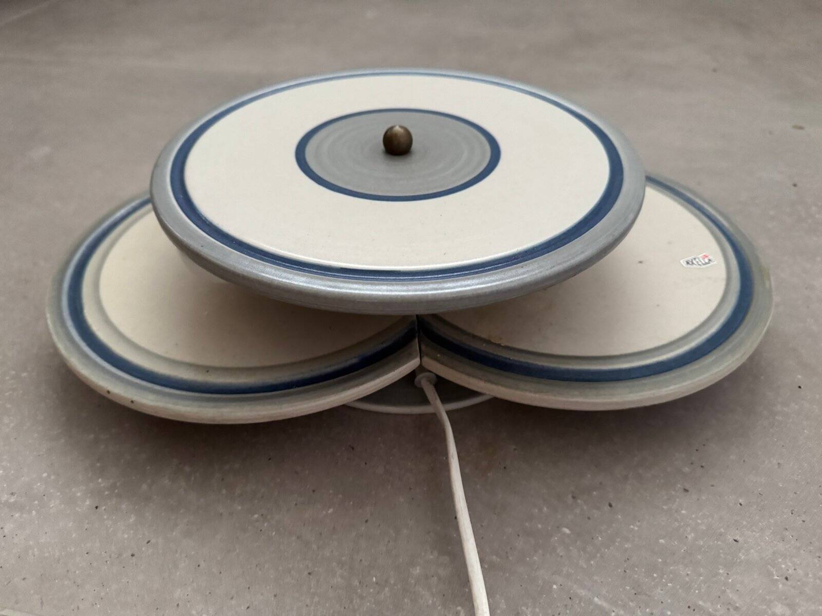 Large triple stoneware wall sconce from Axella, Denmark, 1980s