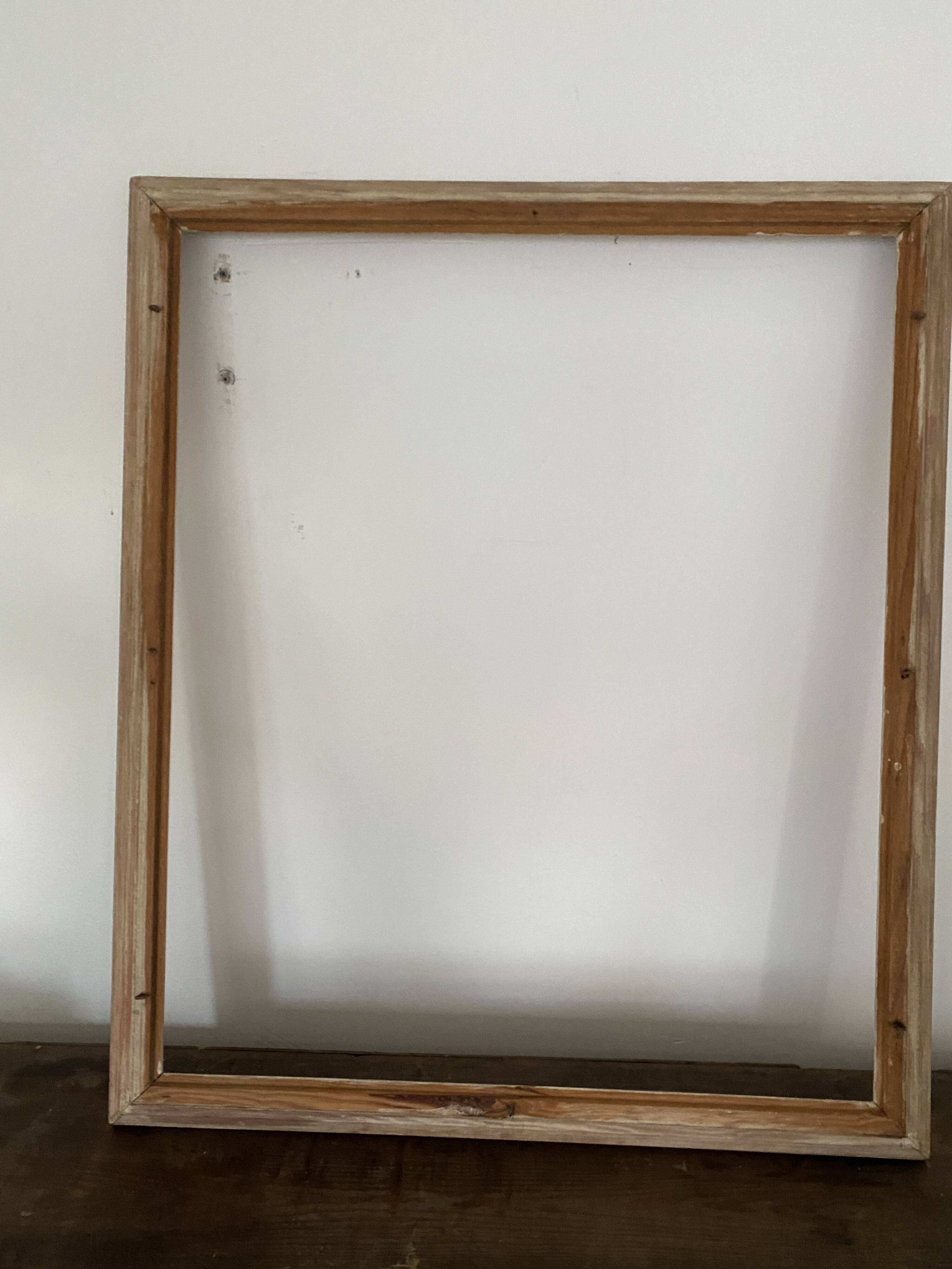 Old patinated / limed wood frame 89x76 cm