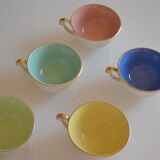 5 earthenware coffee or tea cups from saint amand france 1950