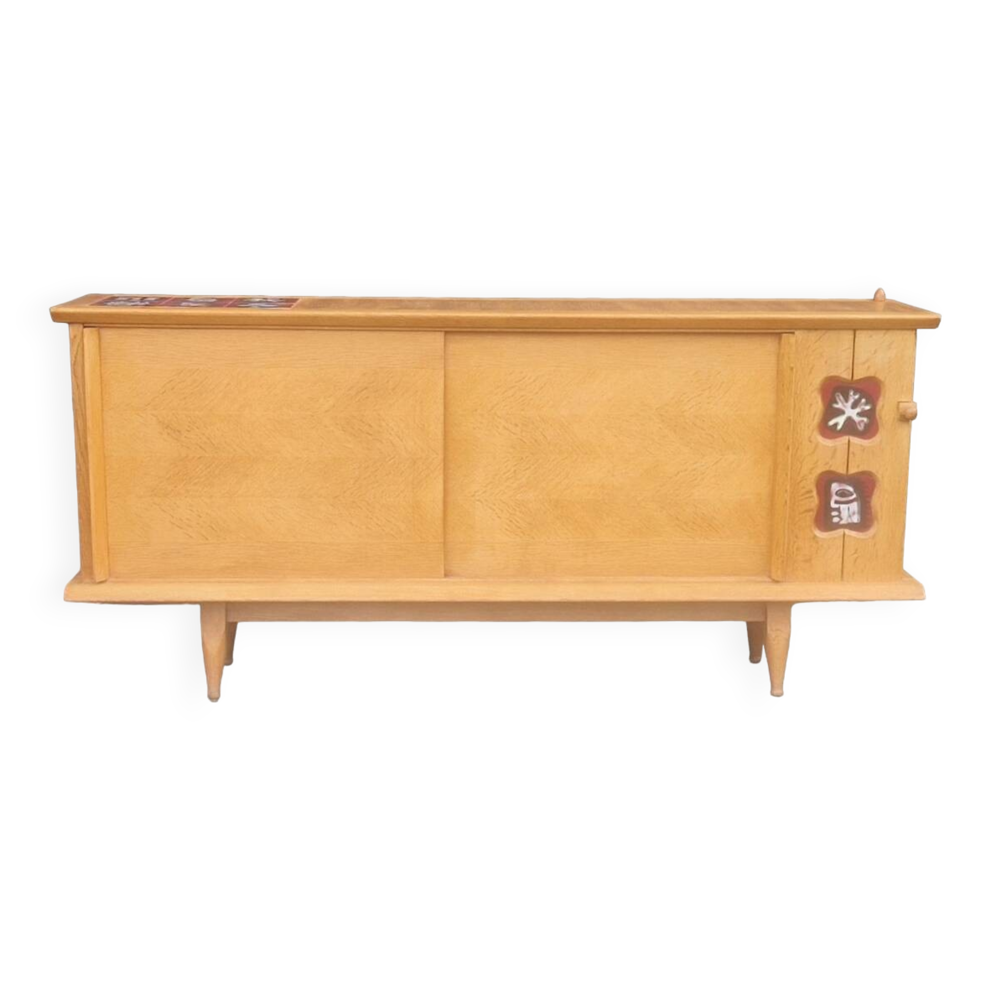 Vintage Sideboard In Light Oak, Guillerme And Chambron