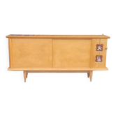 Vintage Sideboard In Light Oak, Guillerme And Chambron