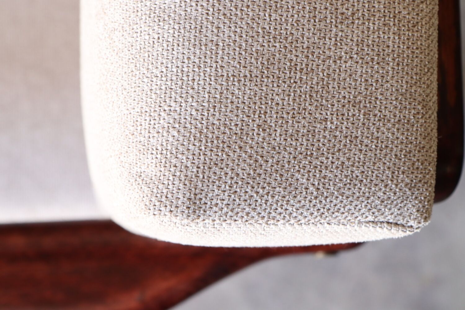 Wood armchair oryginal design by Z. Baczyk 7522 beige colour fabrics palisander wood