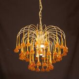 Lustre à fleurs en verre de Murano orange de Marilyn Monroe, années 1970