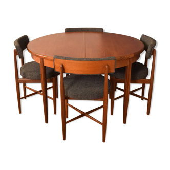 Restored Teak 1960s Round G Plan Fresco Table & 4 Victor Wilkins Chairs