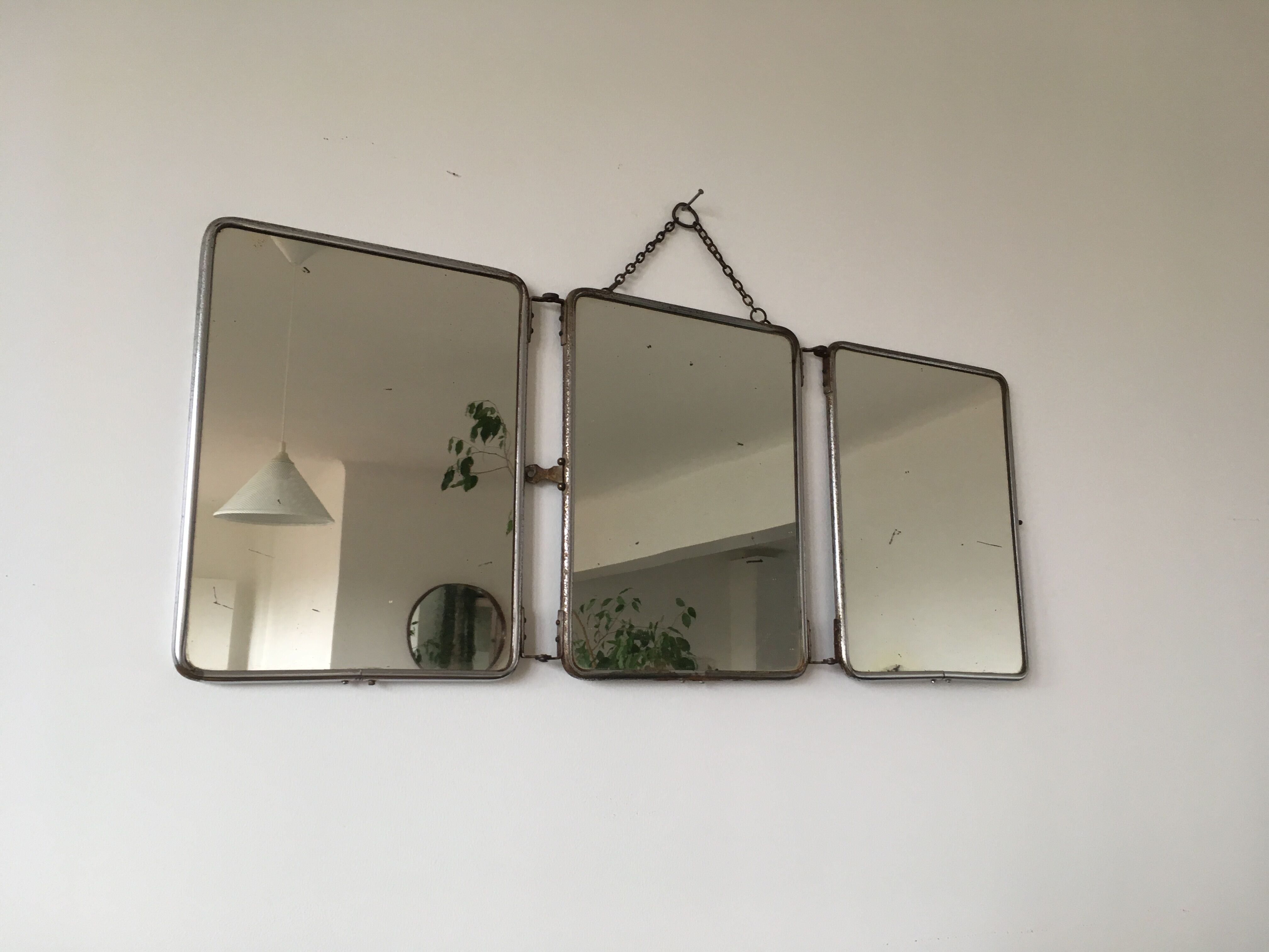 Ancient triptych barber mirror  - 25x66cm