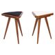 Set of two triangular stools in black and white velvet, Europe, 1960s.