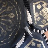 2 leather poufs