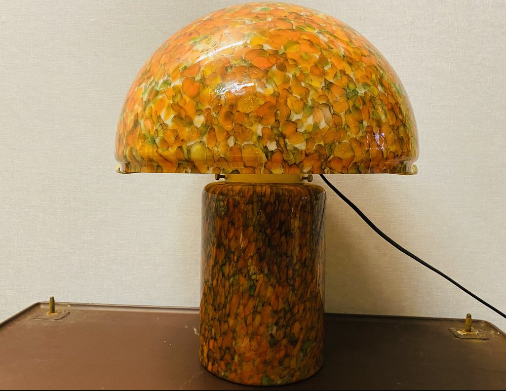 Orange mushroom lamp from Peill and Putzler, 1970s