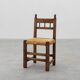 19th Century Spanish Hand-Carved oak Side Chair with Velour Seat