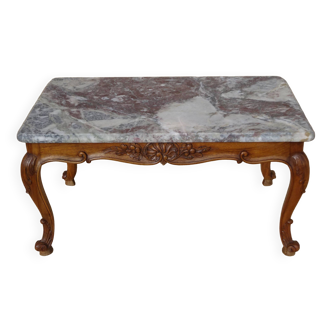 coffee table with marble top, walnut structure by METGE