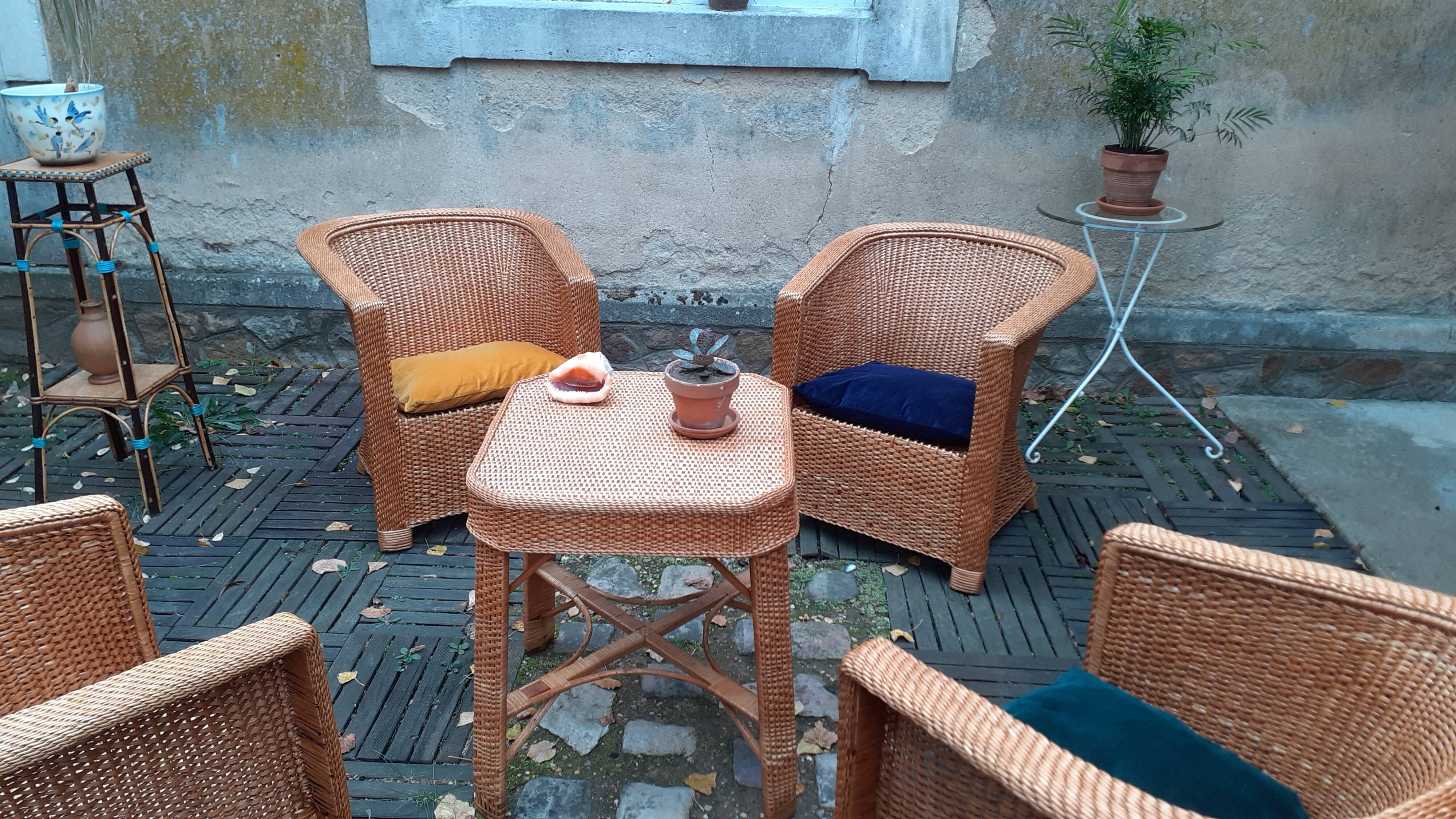 5-piece vintage rattan lounge set 60s